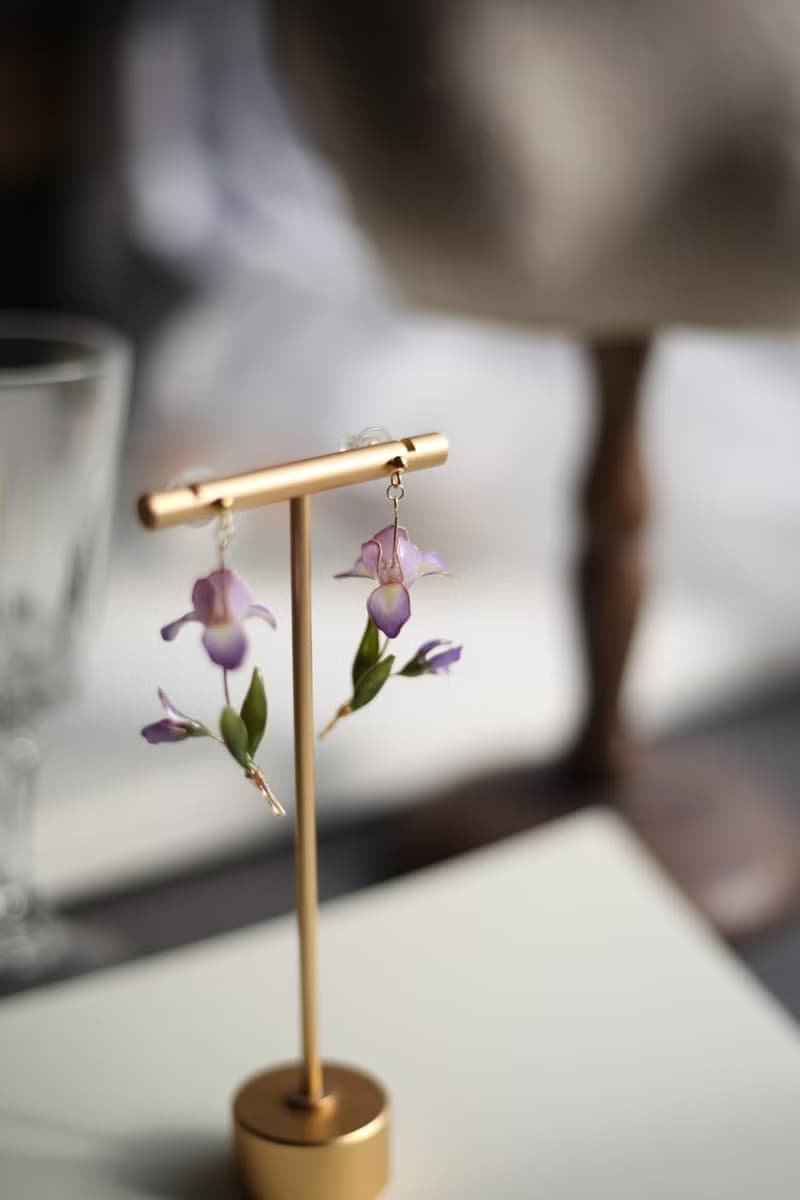 鳶尾花・紫 - 手工樹脂耳環 禮物