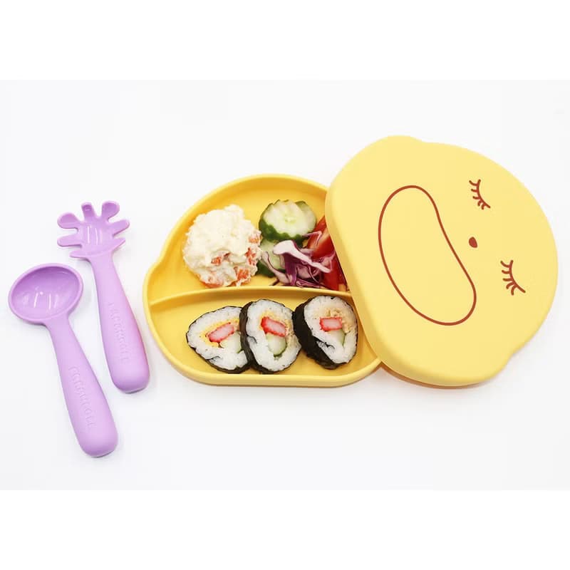 (台灣設計,製造生產)Farandole安全無毒抗菌等級矽膠盒-飽-黃