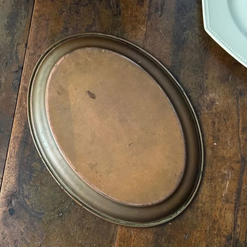 50666- 絕美法國拿破崙三世時期手工彩繪漆面金屬托盤Tole tray