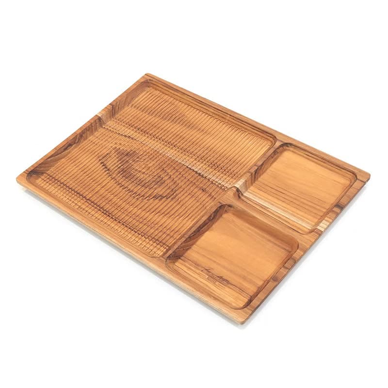 天然柚木早午餐盤-條紋款35X24.5/露營野餐/餐盤/不上漆食用安心