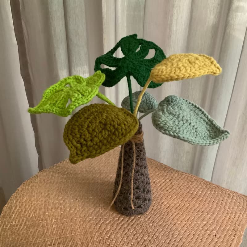 龜背芋瓶插 針織手作