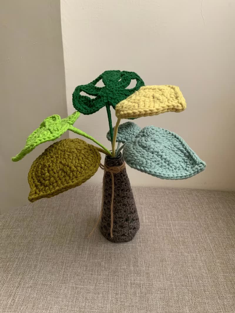 龜背芋瓶插 針織手作