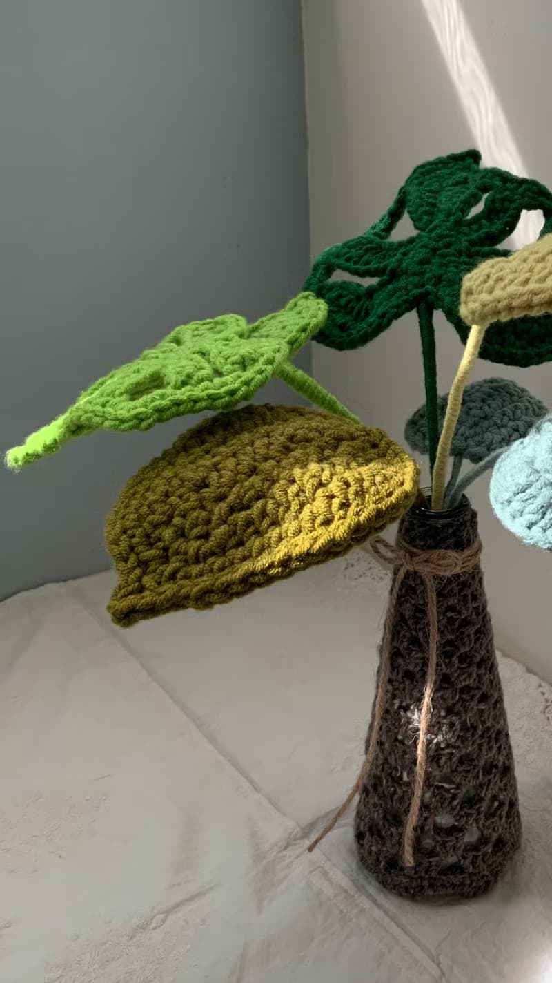 龜背芋瓶插 針織手作