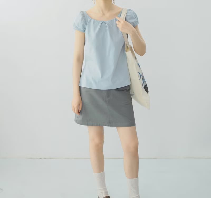 【甜妹千金】法式復古/嬰兒藍棉麻/船型小衫