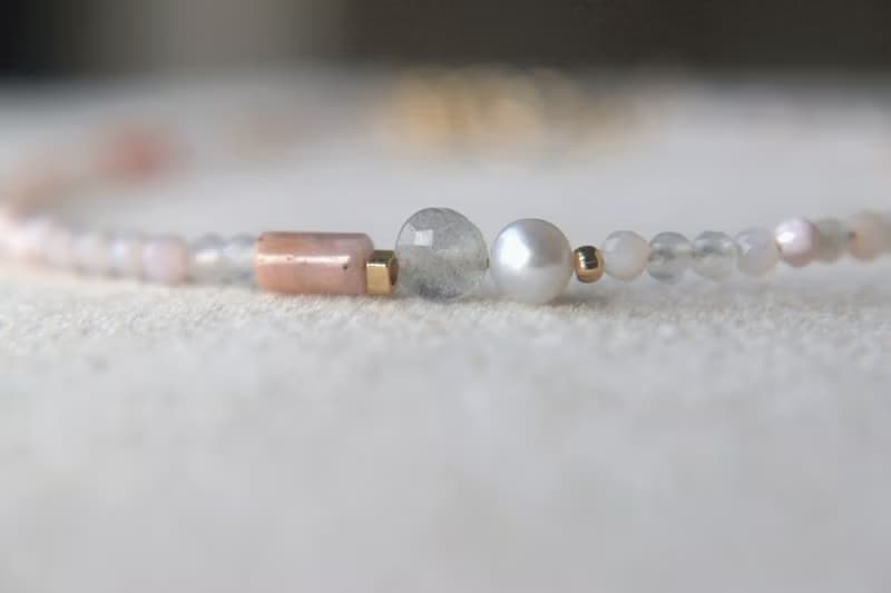 手鍊 蛋白石 光譜石 珍珠 天然石 - 樹枝 -