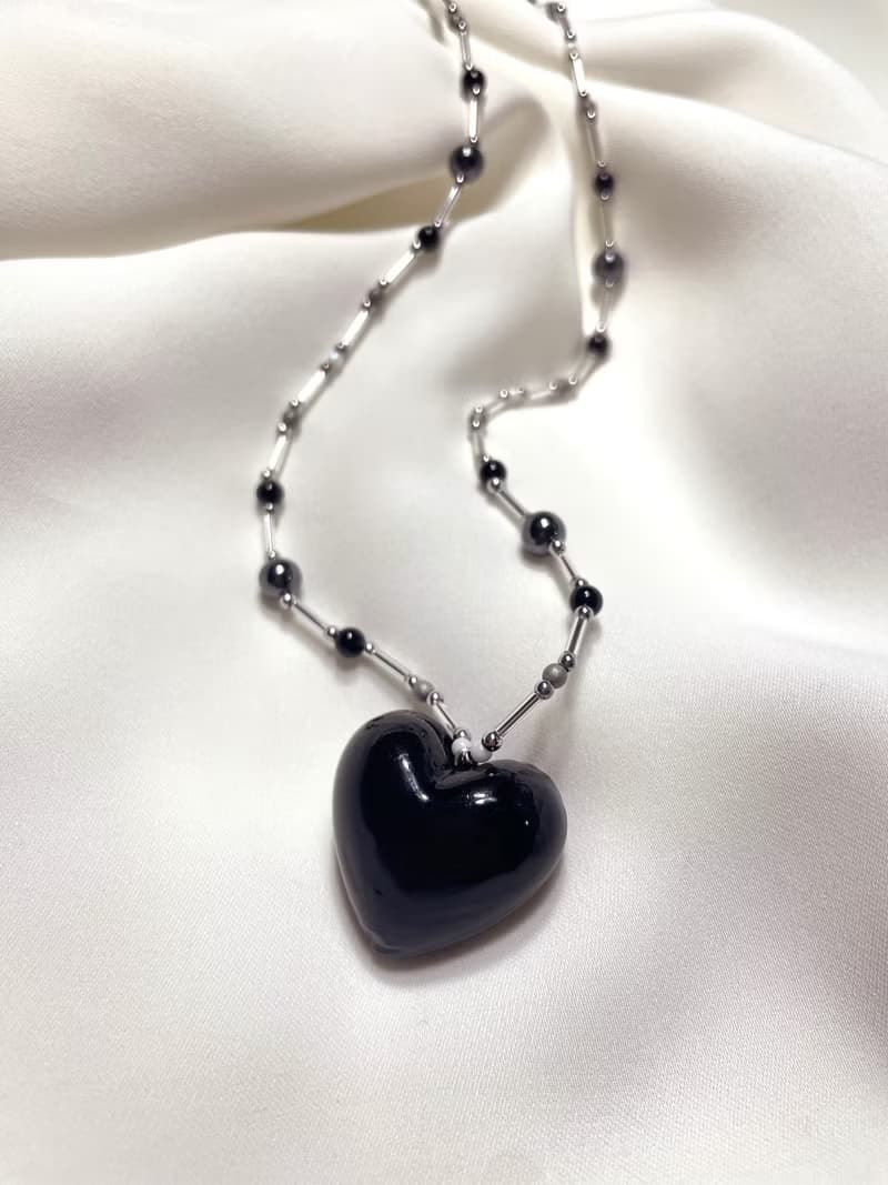 Sea Collection - 'Puffin' Glass Craft Heart Necklace