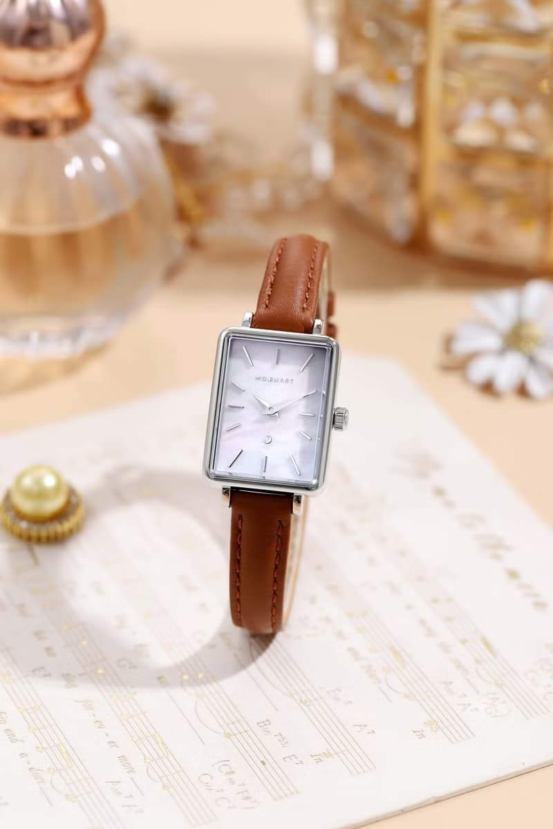 【MOONART】方型手錶 夢幻系列-天鵝 女裝手錶 珍珠貝藝術手錶