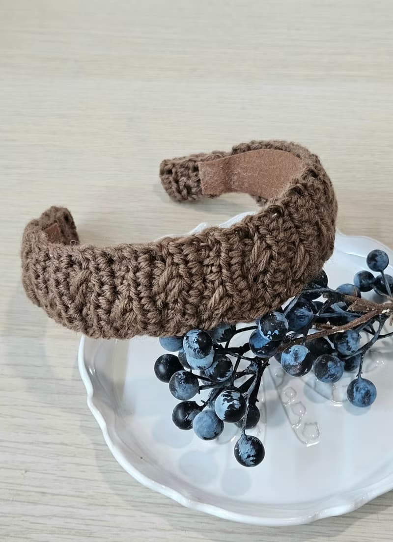 手工編織。濃郁巧克力系麻花髮箍(髮帶/髮飾/頭帶)