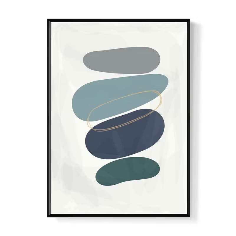 悠藍寂靜III - 幾何簡約藍色系掛畫/居家擺飾/入厝禮/房間佈置