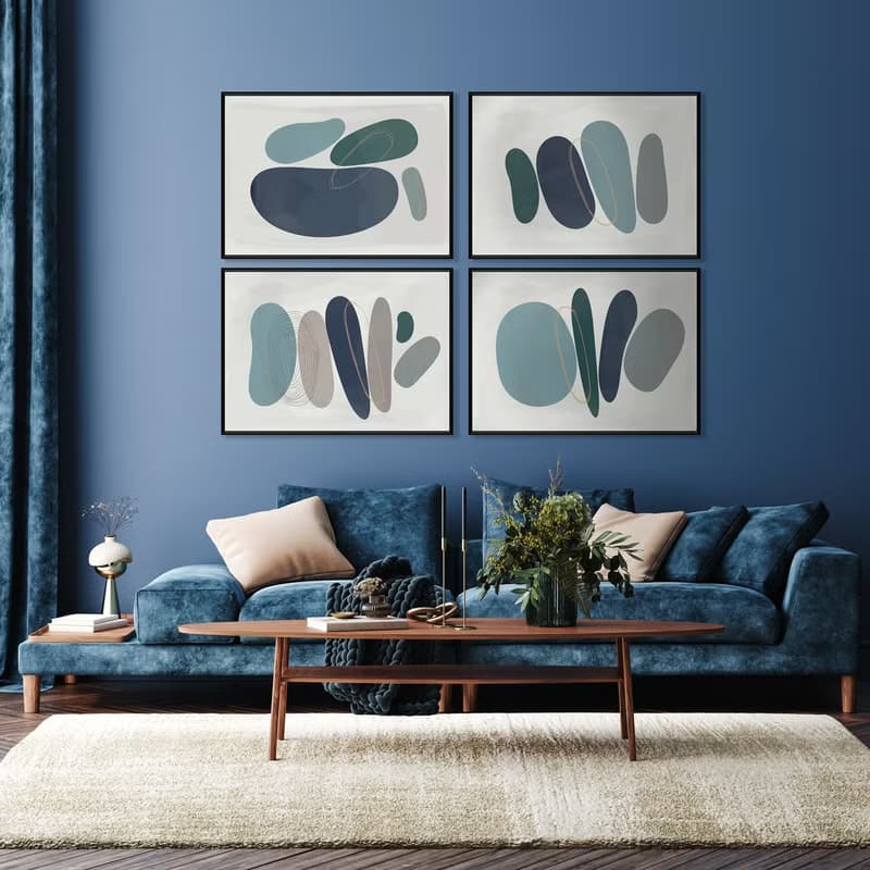 悠藍寂靜III - 幾何簡約藍色系掛畫/居家擺飾/入厝禮/房間佈置