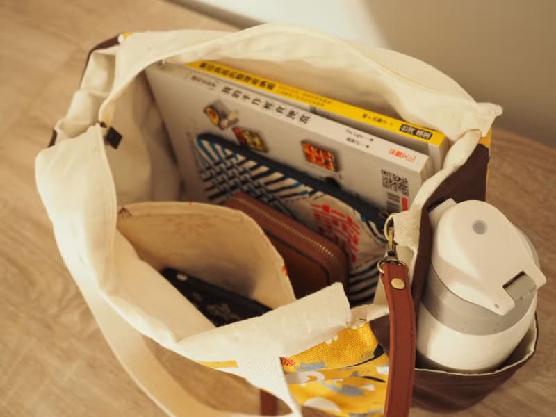 原創手工縫製托特側肩包帆布包 側袋大容量 彩色水滴圖案