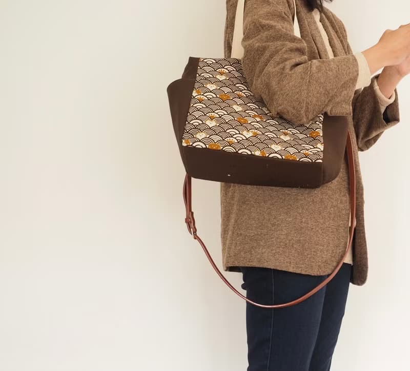 原創手工縫製托特側肩包帆布包 側袋大容量 彩色水滴圖案