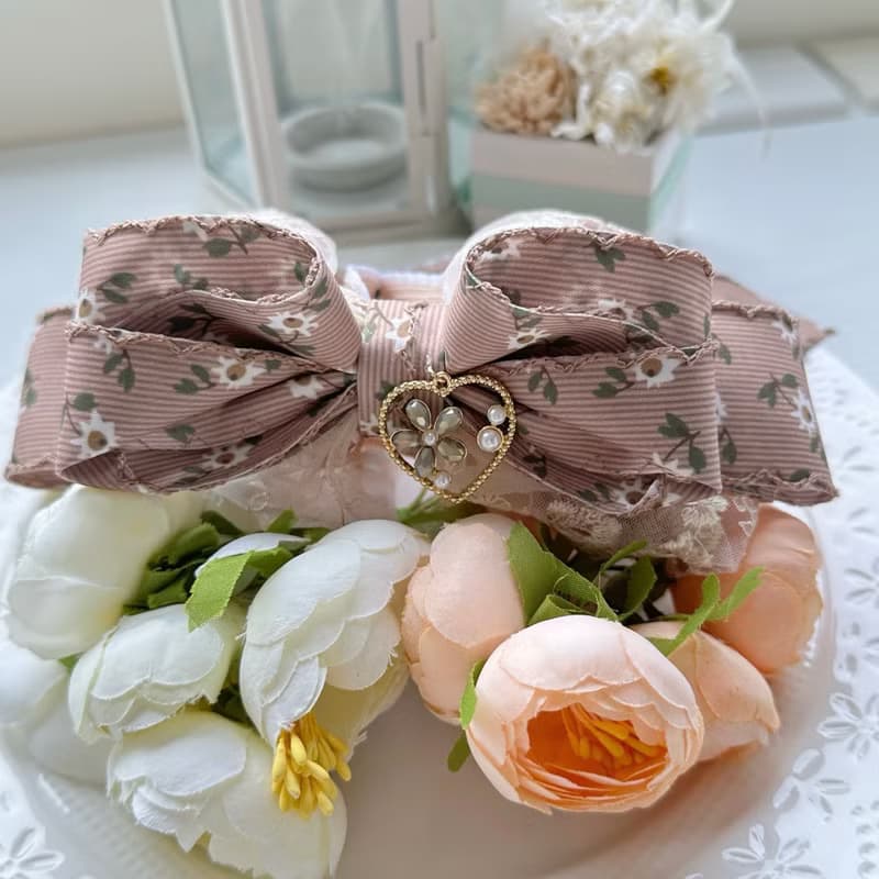 獨家花邊蕾絲蝴蝶結相交夾香蕉夾仙女夾髮夾-巧克力色