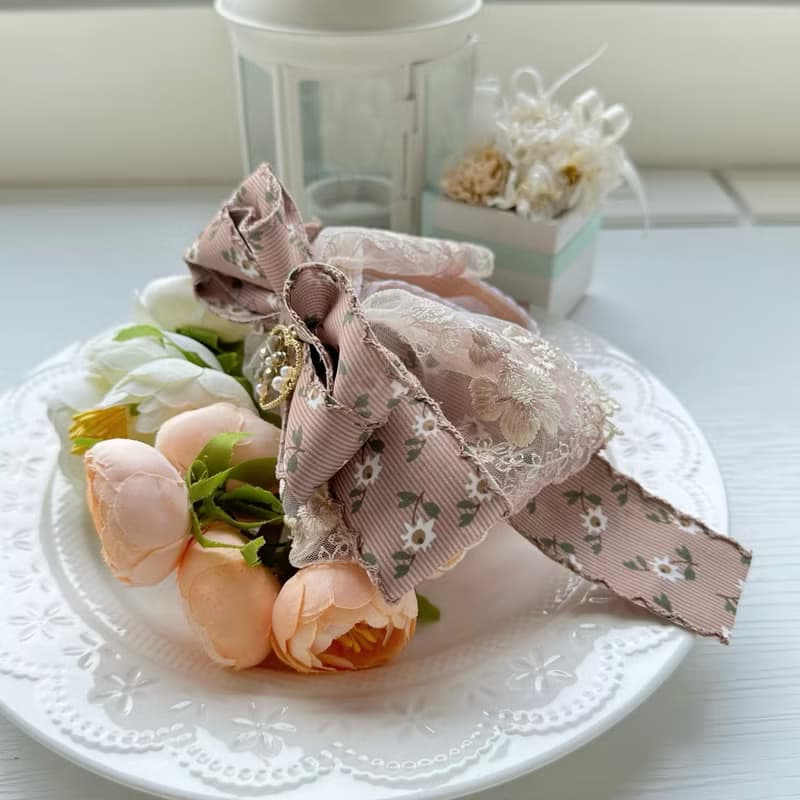 獨家花邊蕾絲蝴蝶結相交夾香蕉夾仙女夾髮夾-巧克力色