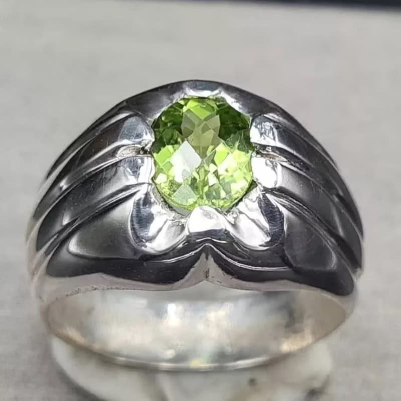 Natural Pakistan Peridot Ring Unheated Untreated Rich Vivid green Carats stone
