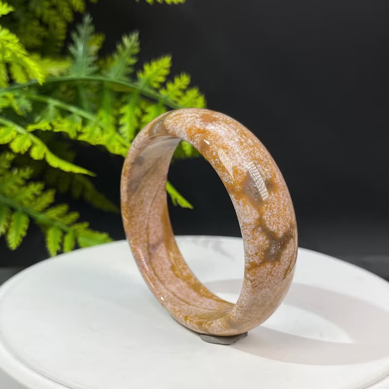 獨特海洋碧玉手鐲55MM 冰潤老料玉化異象玉髓手環 提升心靈感悟