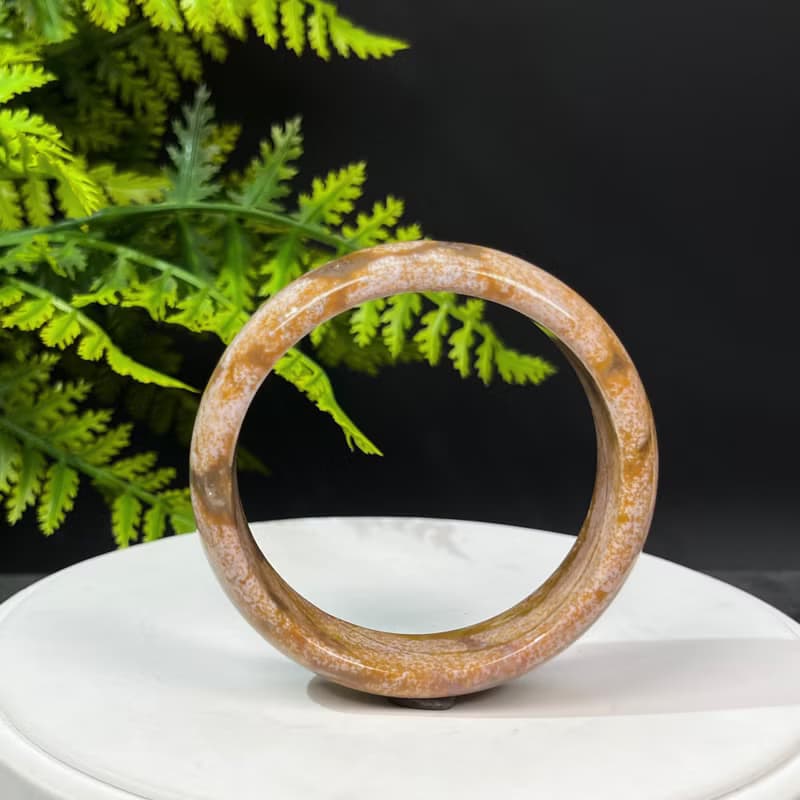 獨特海洋碧玉手鐲55MM 冰潤老料玉化異象玉髓手環 提升心靈感悟