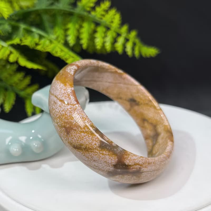 獨特海洋碧玉手鐲55MM 冰潤老料玉化異象玉髓手環 提升心靈感悟