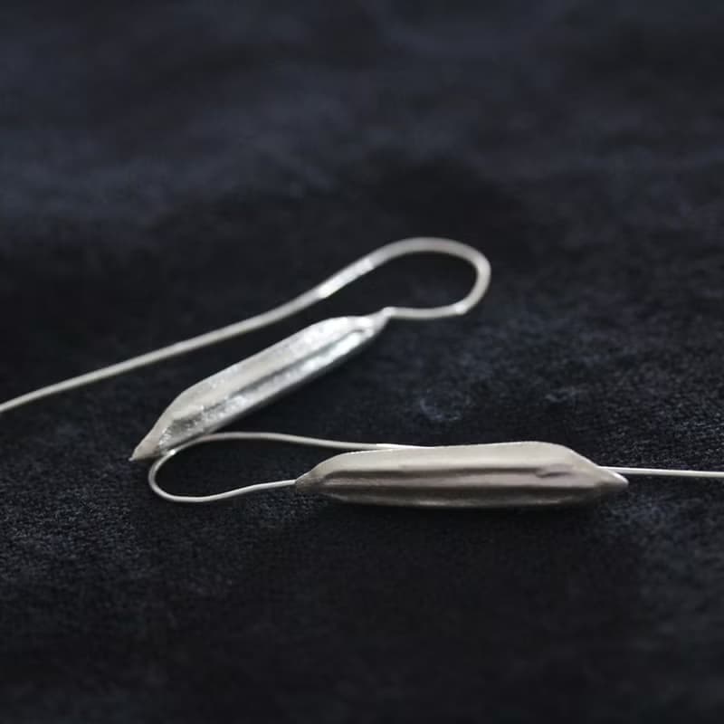 Rice husk Handmade Silver Earring (E0149)