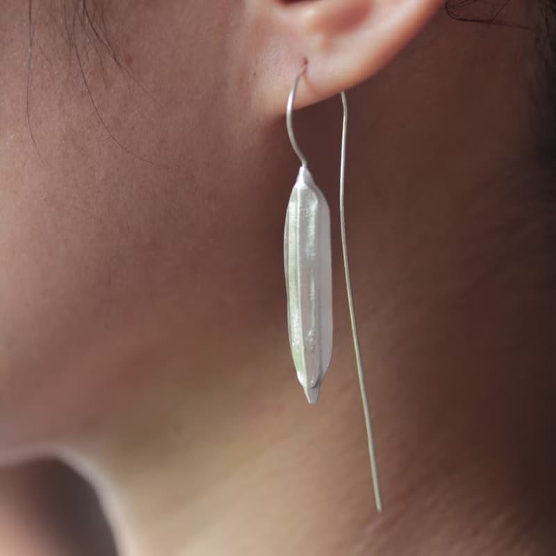 Rice husk Handmade Silver Earring (E0149)