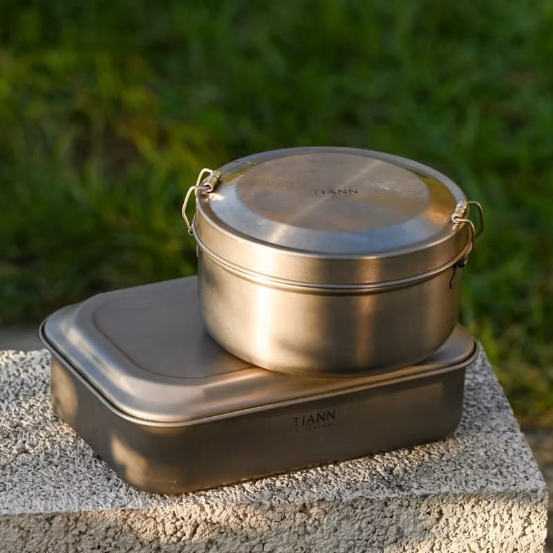 【惜物特惠-福利品】純鈦便當盒 鐵路便當盒組 台南車站驛-附網袋