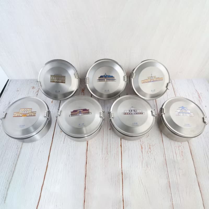 【惜物特惠-福利品】純鈦便當盒 鐵路便當盒組 台南車站驛-附網袋