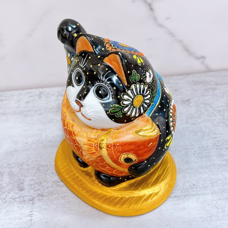 【黑鯛聚福】日本九谷燒招財貓 | 小判鯛持 - 黑盛