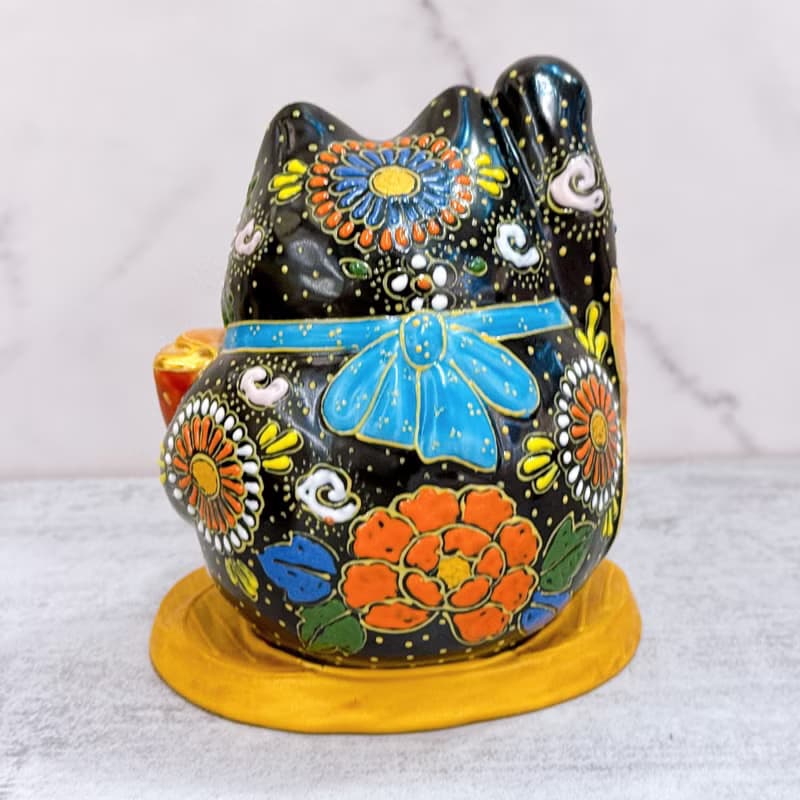 【黑鯛聚福】日本九谷燒招財貓 | 小判鯛持 - 黑盛