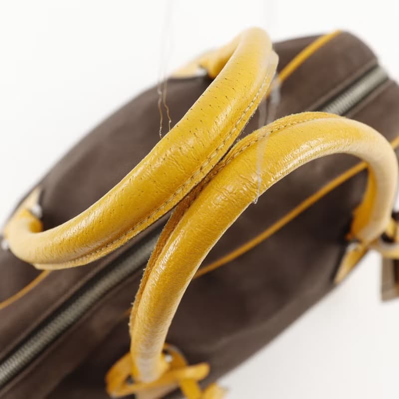 【日本直送】プラダ PRADA ミニボストン トートバッグ キャンバス 茶 レディース【中古】