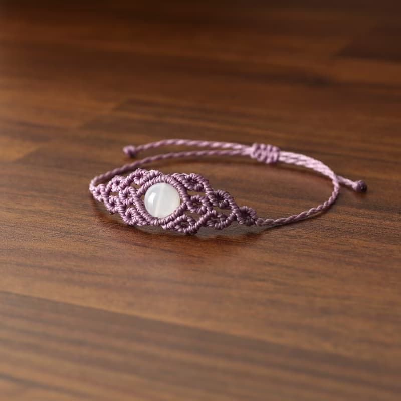 Forest gemstone macrame knot bracelet