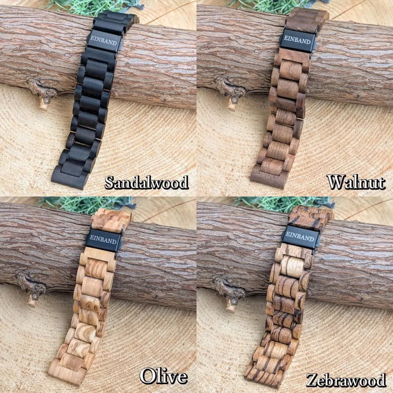 【木製腕時計バンド】EINBAND 腕時計 20mm幅専用 天然木バンド スマートウォッチ対応