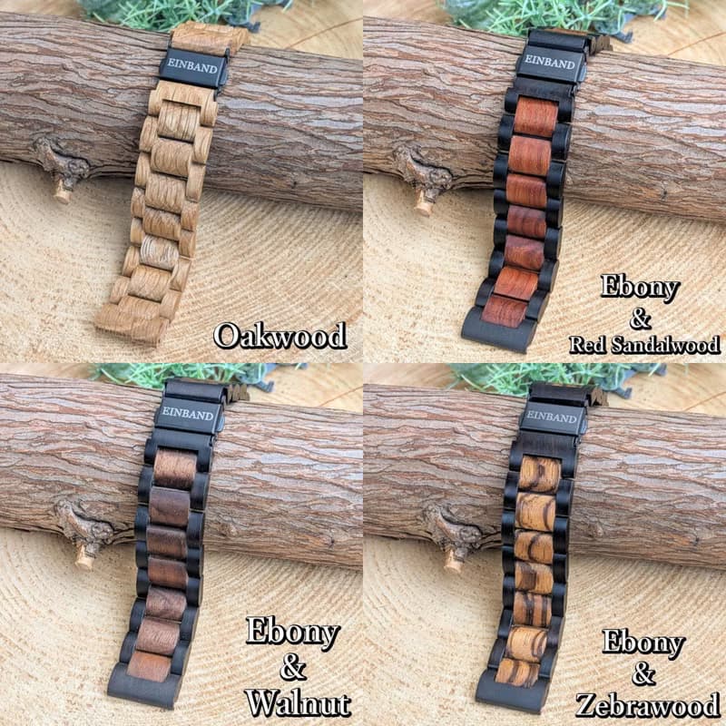 【木製腕時計バンド】EINBAND 腕時計 20mm幅専用 天然木バンド スマートウォッチ対応