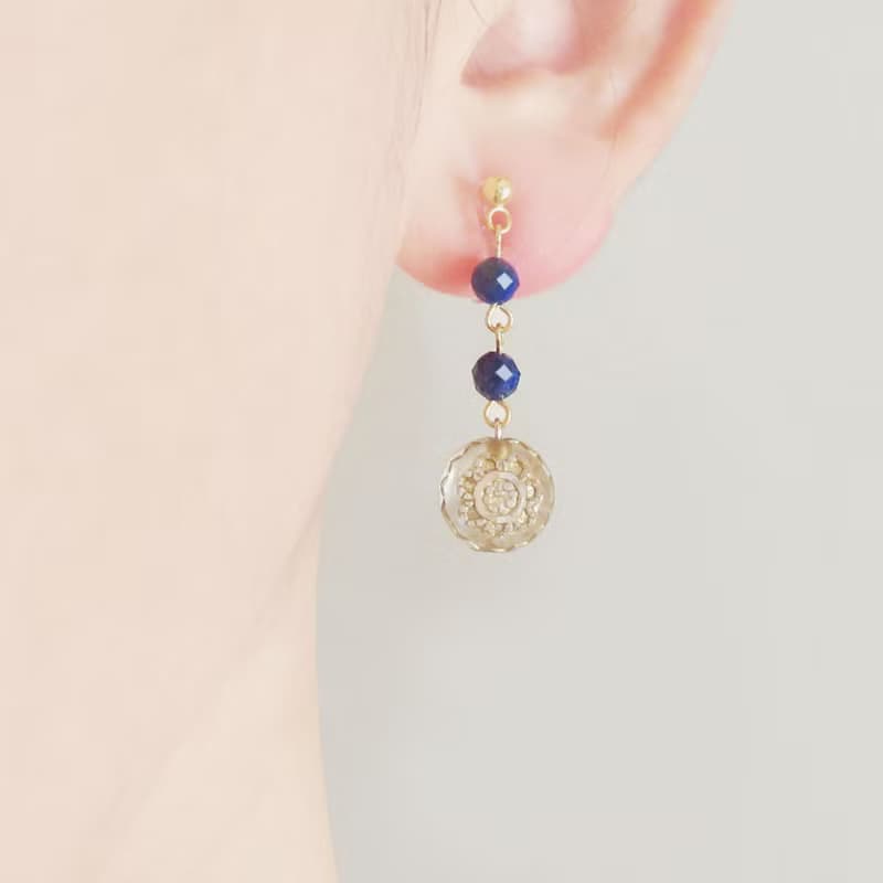 青金石與德國珠復古雅致耳環