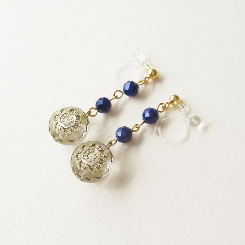 青金石與德國珠復古雅致耳環