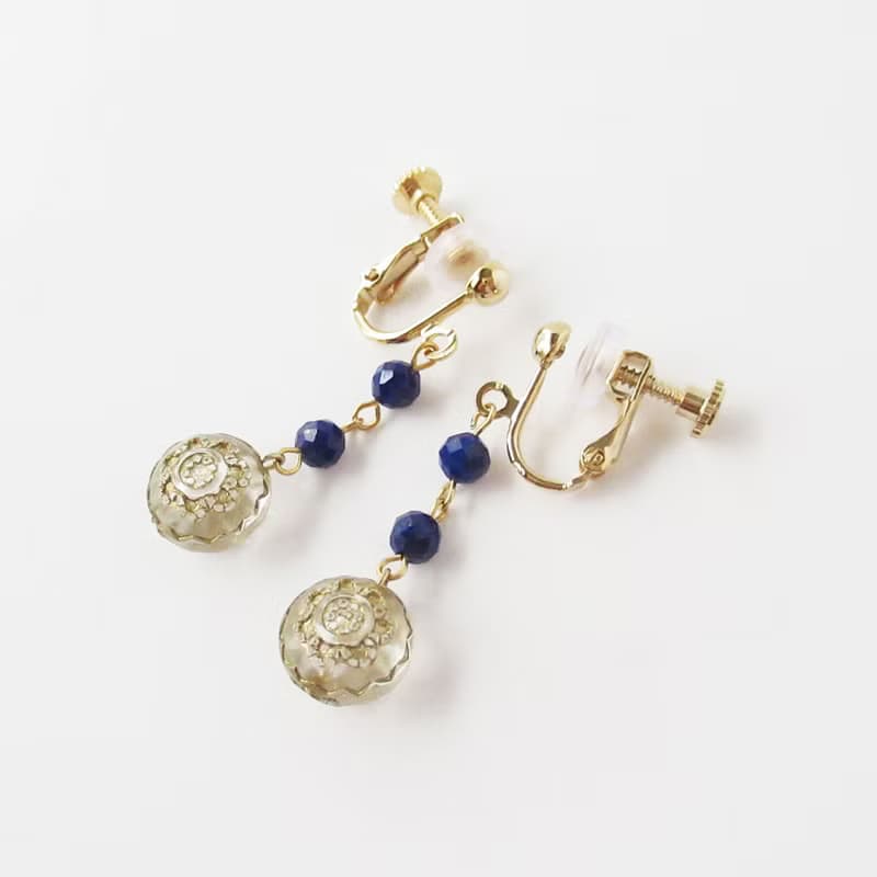 青金石與德國珠復古雅致耳環