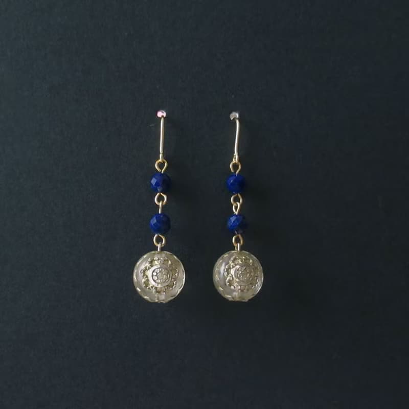 青金石與德國珠復古雅致耳環