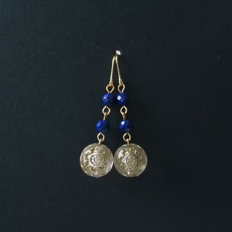 青金石與德國珠復古雅致耳環