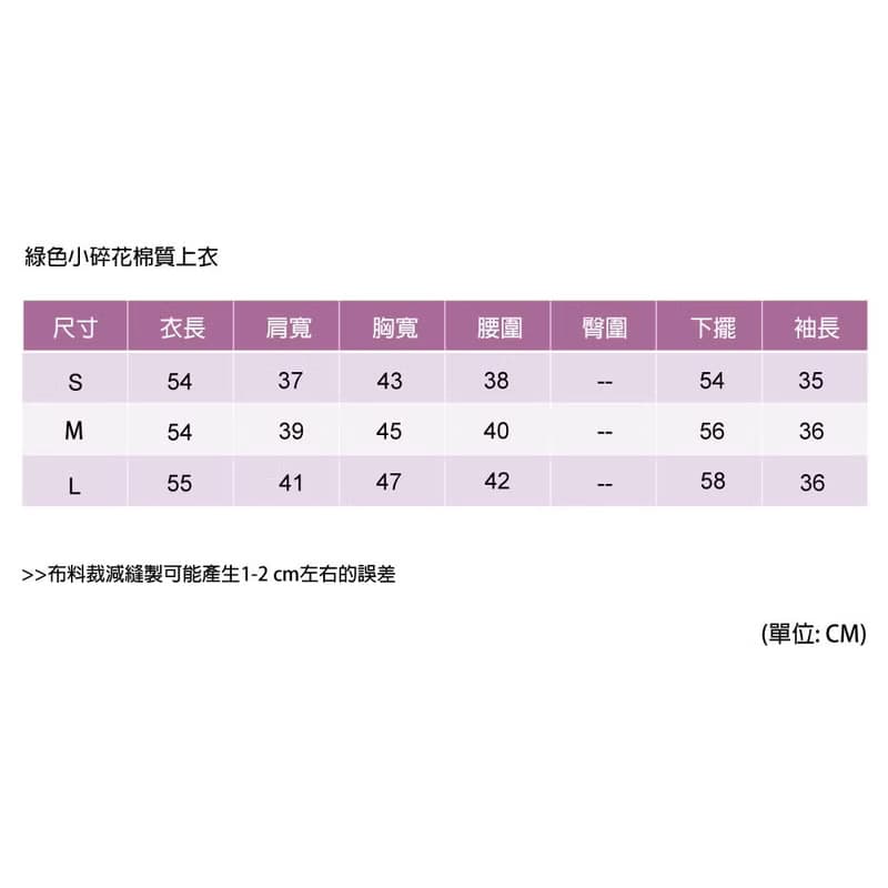 綠色小碎花棉質上衣