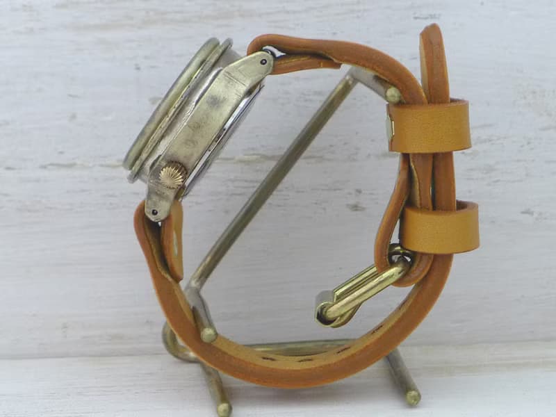 手作り腕時計 BHW068 ノーマルベルト 33mm手巻きBrass ローマ数字インデックス