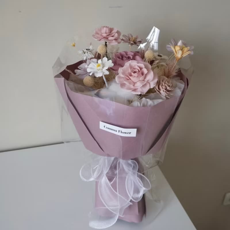 浪漫優雅紫圓形玫瑰花束 情人節花束 求婚花束 生日花束 週年花束