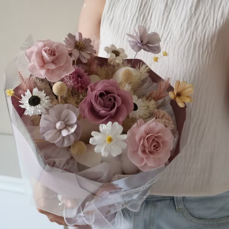 浪漫優雅紫圓形玫瑰花束 情人節花束 求婚花束 生日花束 週年花束