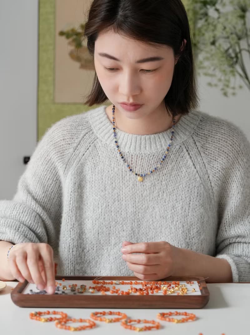 原創手工小橘酥限定天然玉髓琺琅彩手串單圈手串手鏈生日禮物