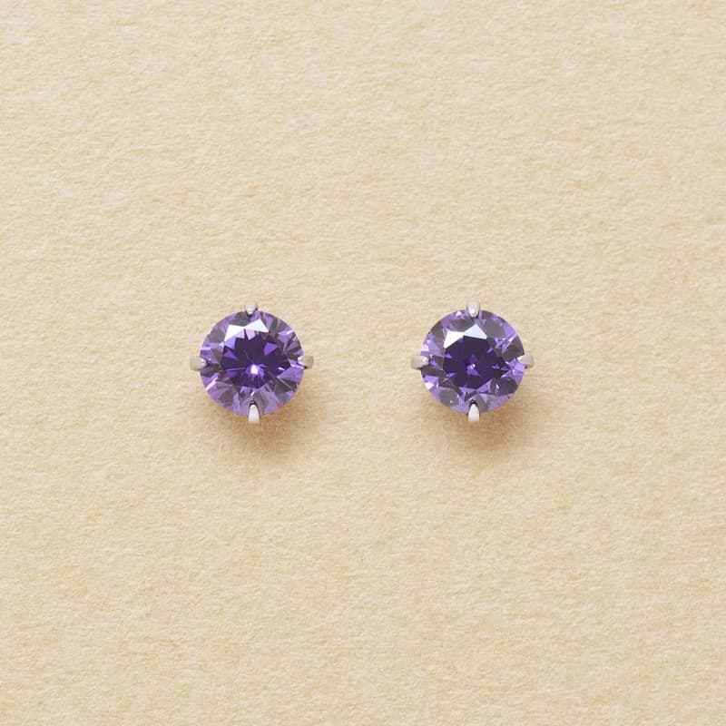 【Second Earrings】 鉑金紫方晶鋯石耳環
