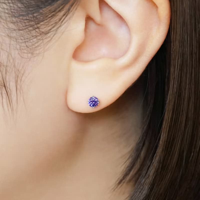 【Second Earrings】 鉑金紫方晶鋯石耳環