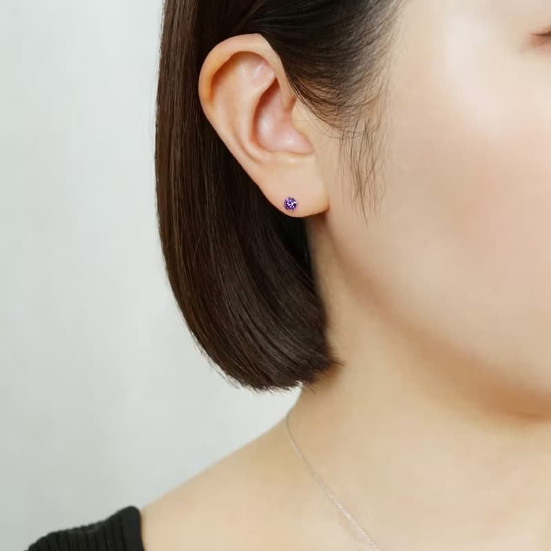 【Second Earrings】 鉑金紫方晶鋯石耳環