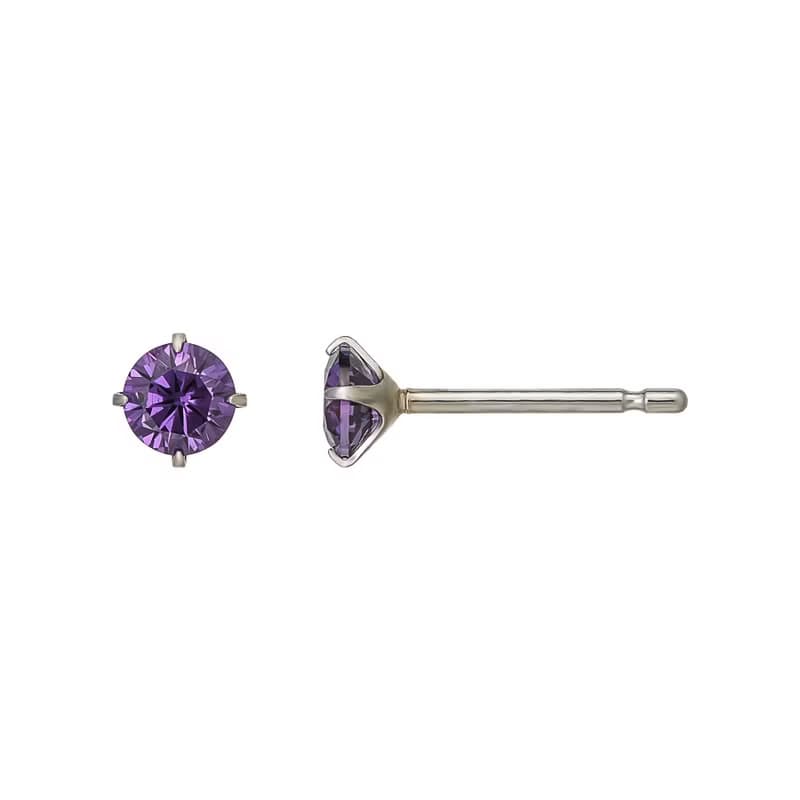 【Second Earrings】 鉑金紫方晶鋯石耳環
