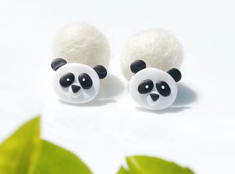 熊貓•小象 手工軟陶耳環 | 耳夾