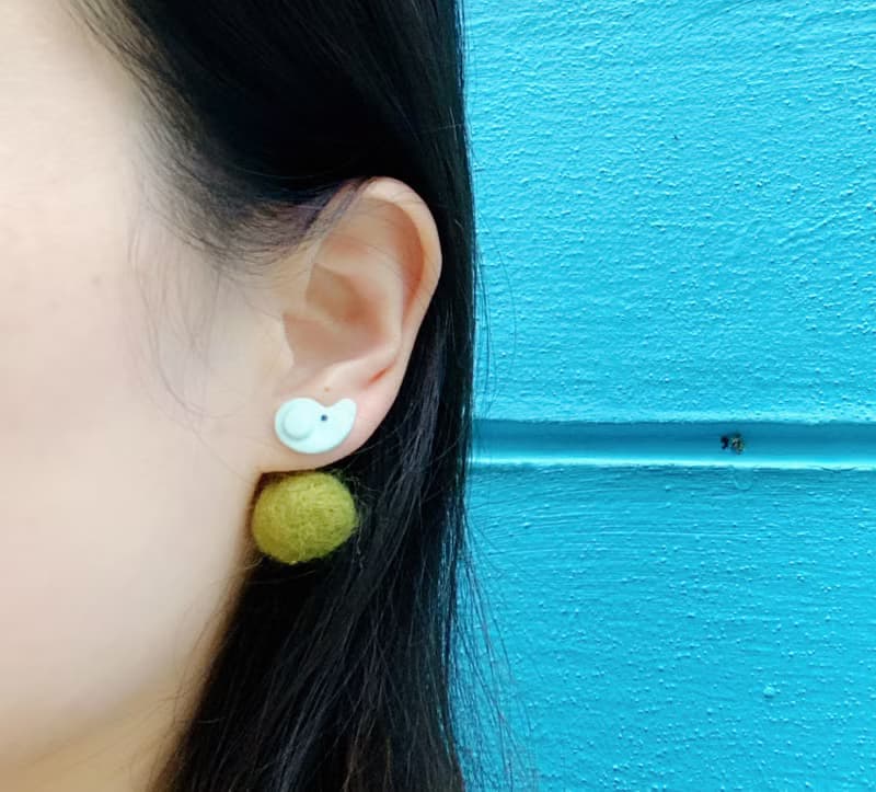 熊貓•小象 手工軟陶耳環 | 耳夾