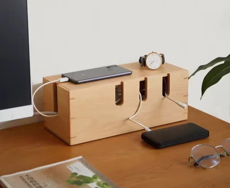 電源線收納盒 木質集線盒 數據線收納盒