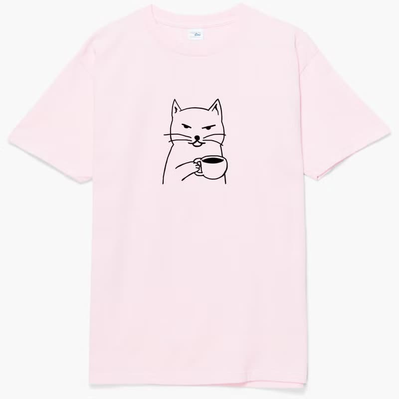 Cat Coffee 中性短袖T恤 淺粉色 貓咪咖啡狗趣味貓之日禮物文青